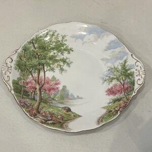 Vintage Royal‎ Standard Spring's Gift Handled Cake Plate 10" Cherry Blossom